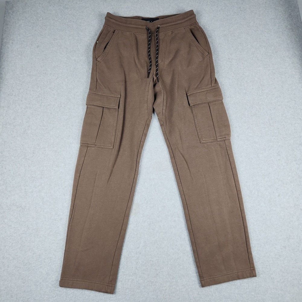 Edgar + Ash Cargo Jogger Sweatpants Mens S Brown Fleece Lined Utility Straight